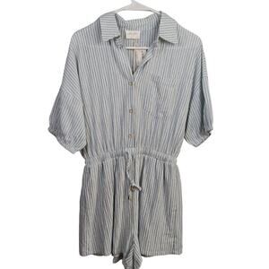 NWT Allie Rose Romper Blue and White Striped Size S